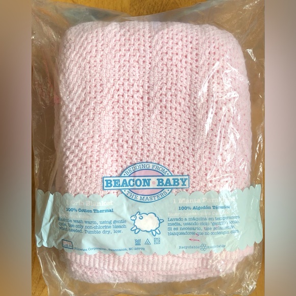 100% Cotton Thermal Crib Light Pink Baby Blanket. New Vintage from Late ‘90’s - Picture 2 of 7